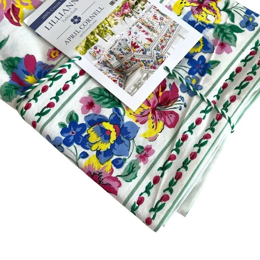 April Cornell Lillianna Floral Tablecloth 60x102 Colorful 12 Cloth Napkins 13 PC